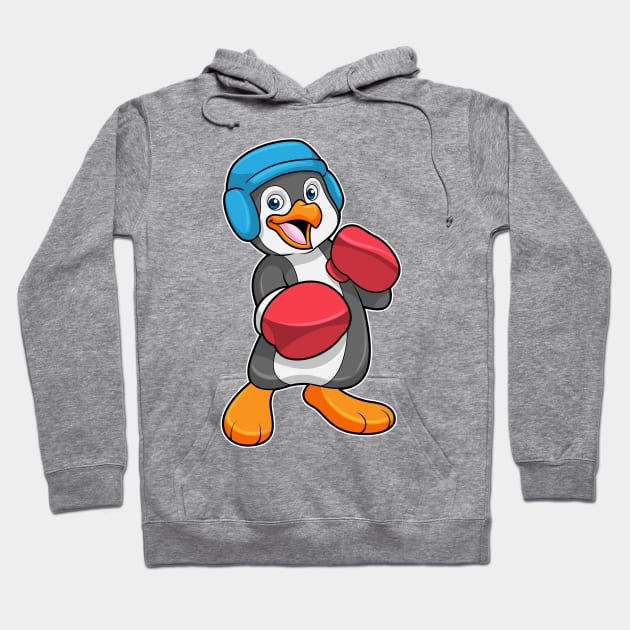 Penguin at Boxing with Boxing gloves & Helmet Hoodie by Markus Schnabel